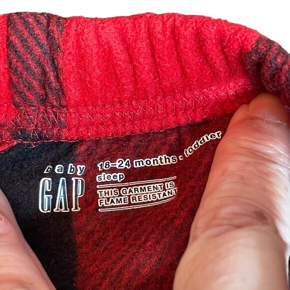 Baby Gap Pajamas 18-24 Months Set PJ Top Bottom Buffalo Plaid 2 pc Flannel Red - Picture 10 of 16